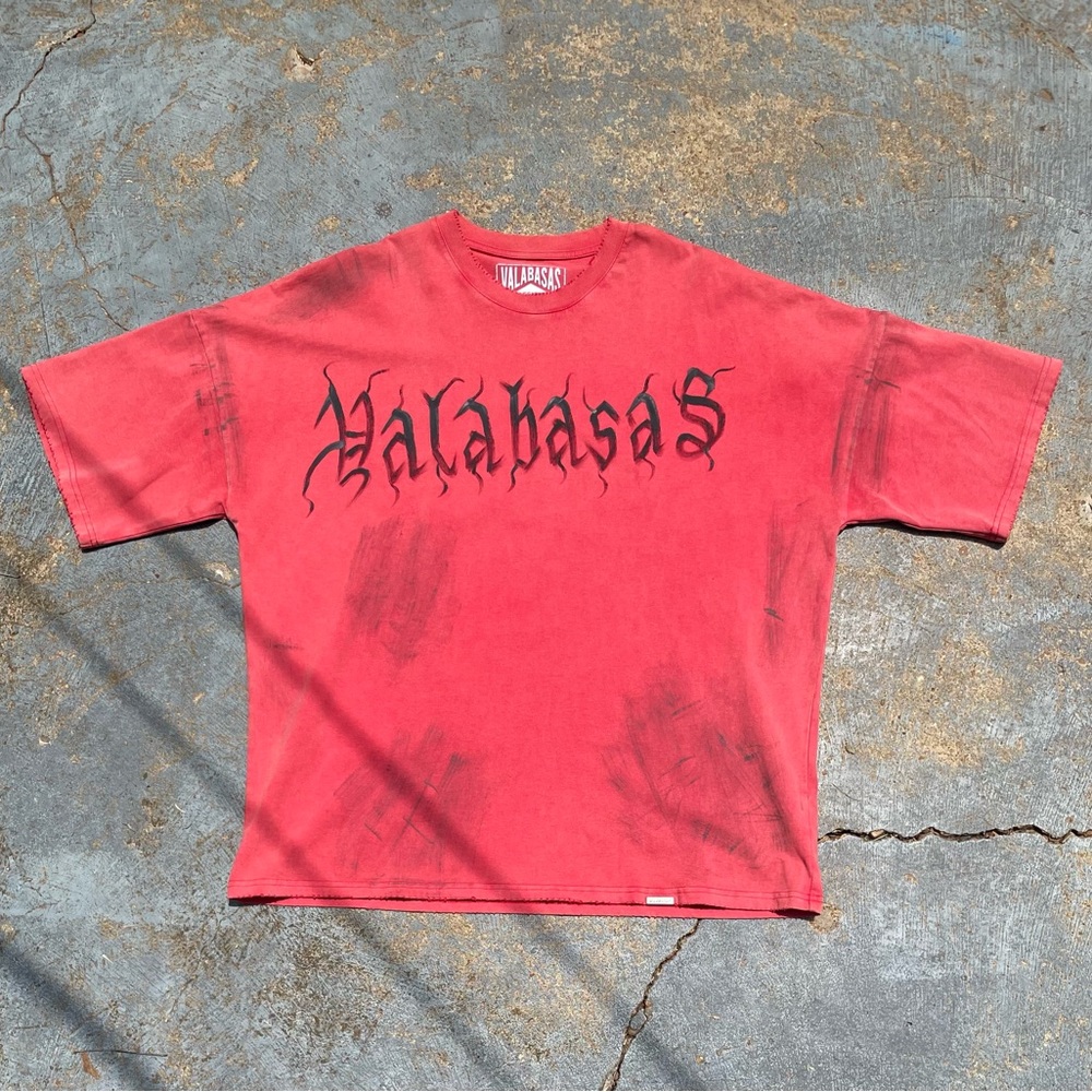 Red and Black Designer Oversized Vintage Tee